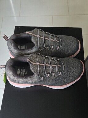 Athletic Works Gray and Pink Slip-On Athletic Shoes - Wide Fit